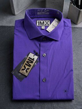 NWT EXPRESS FITTED COTTON SHIRT MEDIUM - ULTRA VIOLET - LIMITED EDITION